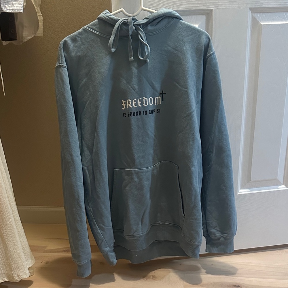Blue Hoodie with Inspirational Text